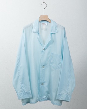 vintage open collar cotton × polyester pajama shirt