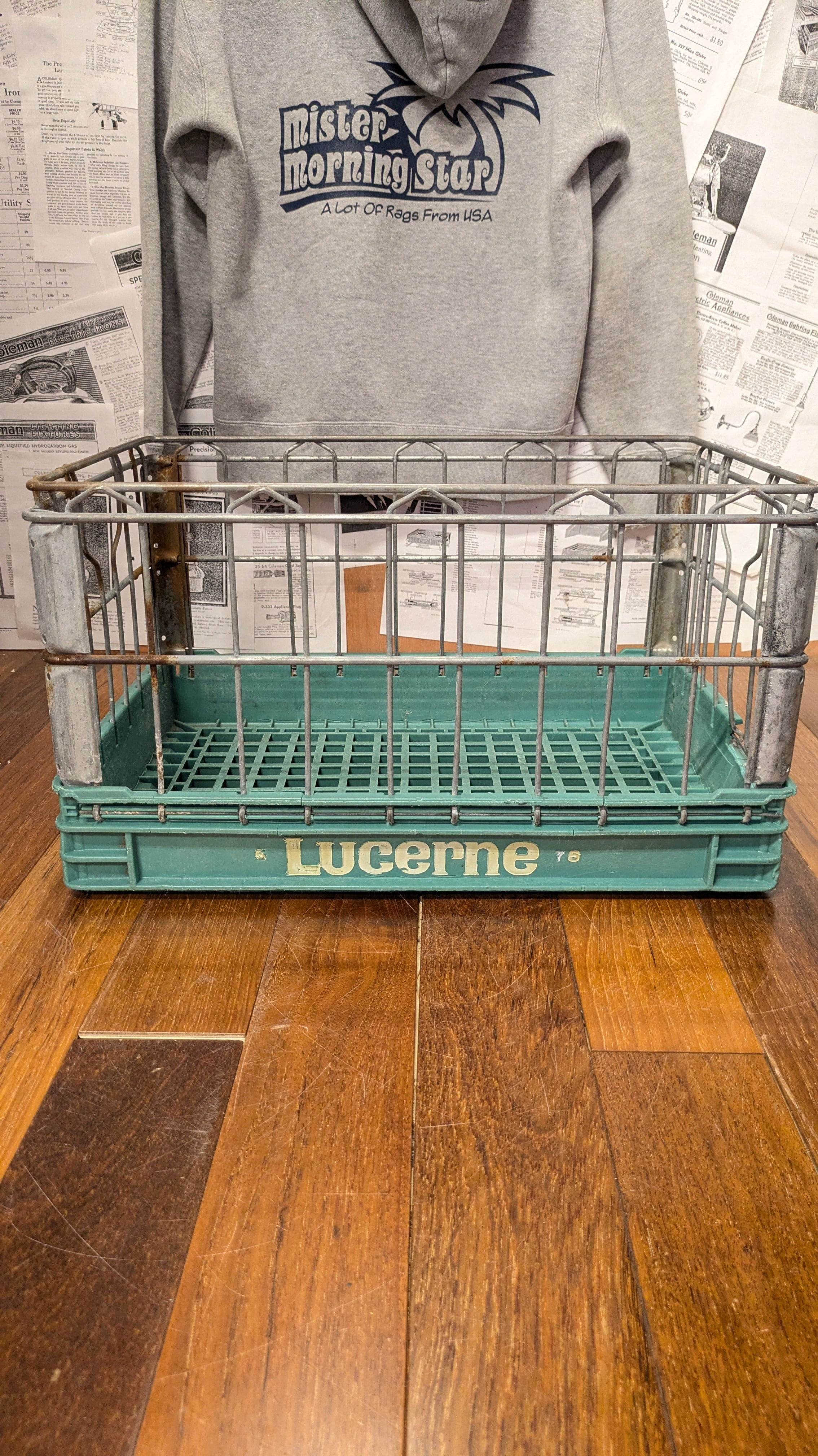 Vintage LUCERNE WireCrate StorageBox Antique Container ビンテージ