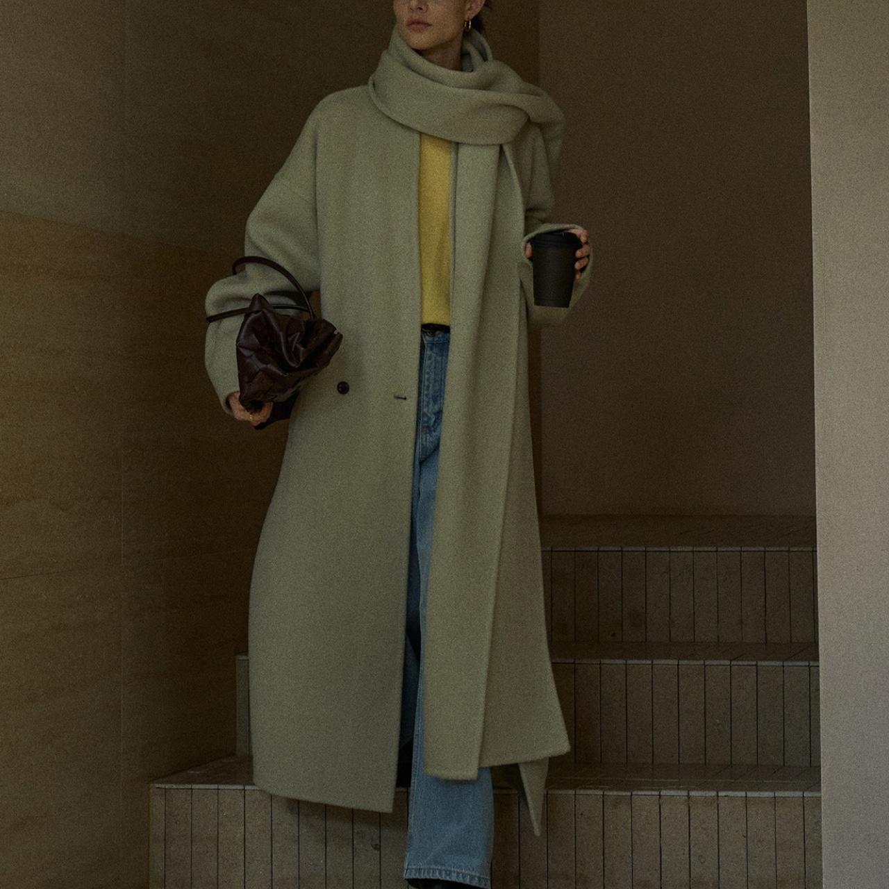 Long Wool Blend Coat T3771