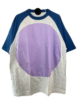 ラグラン半袖まるT(BL×薄紫)