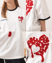 ◆ドリップハート サガラ刺繍 リンガーTシャツ◆ng-87225