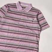 adabat アダバット ボーダー 鹿の子 半袖 ポロシャツ 48/ピンク メンズ ゴルフ