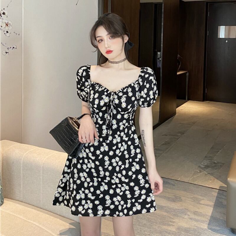 ドレスレディースサマードレス2020レディースフレンチレトロウエスト細い気質小さなデイジーフローラルスカート 1号婦人12607201736