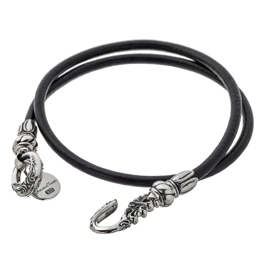 クラシカルフックダブルレザーブレス　ACB0121　Classical hook double leather bracelet　  シルバーアクセサリー Silver Jewelry Brand | シルバーアクセサリーブランド アルテミスクラシック Artemis Classic  silver