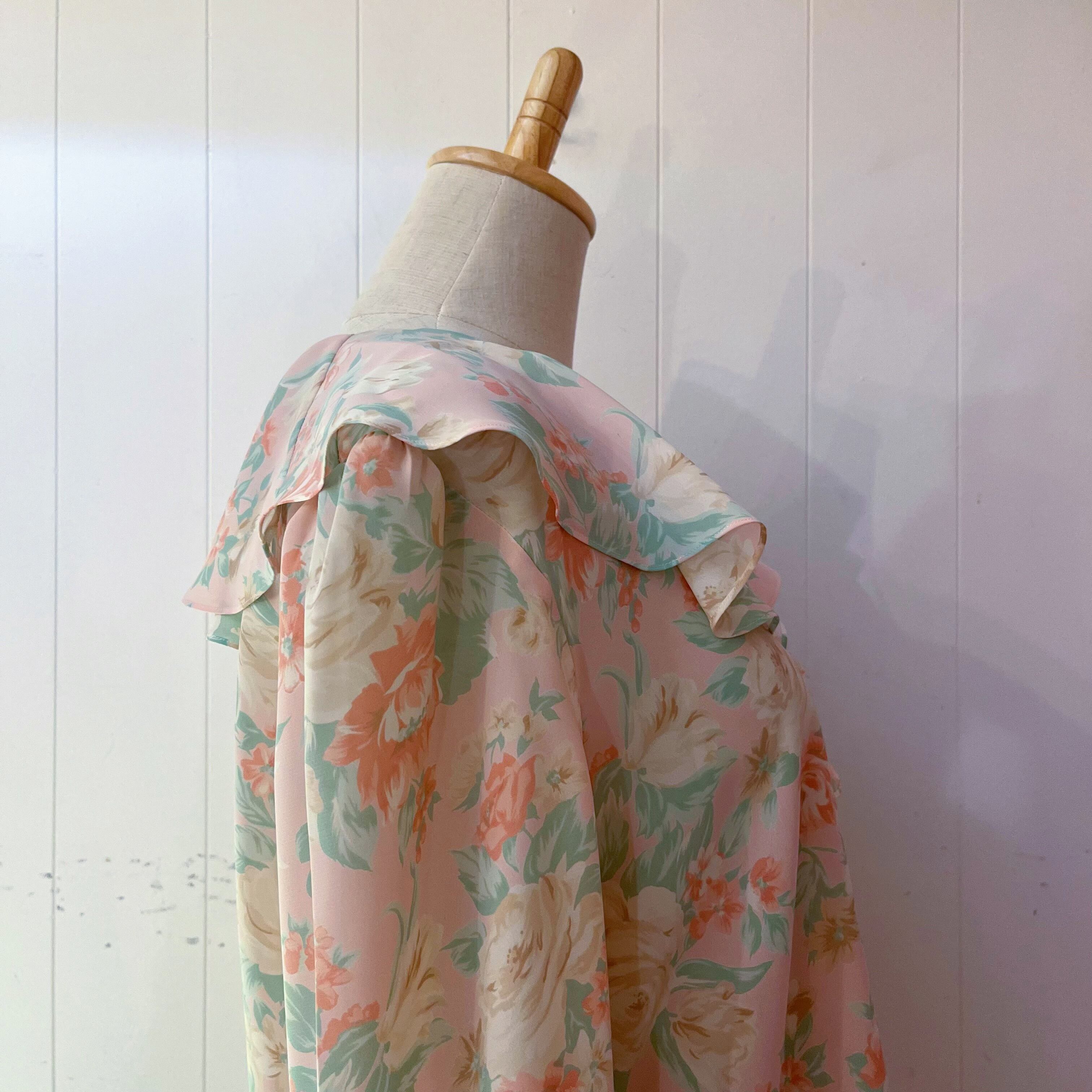 flower frill collar pink blouse