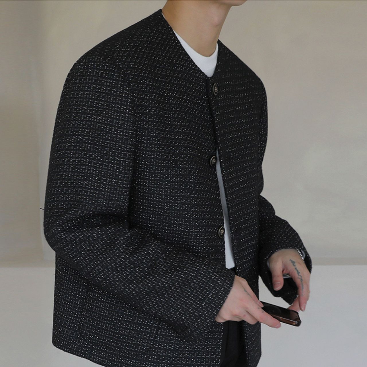 ツイードライクノーカラージャケット　MT0080393