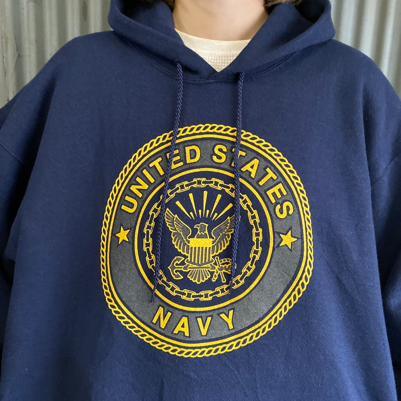 U.S. NAVY ネイビー リフレクター ロゴプリント スウェットパーカー 