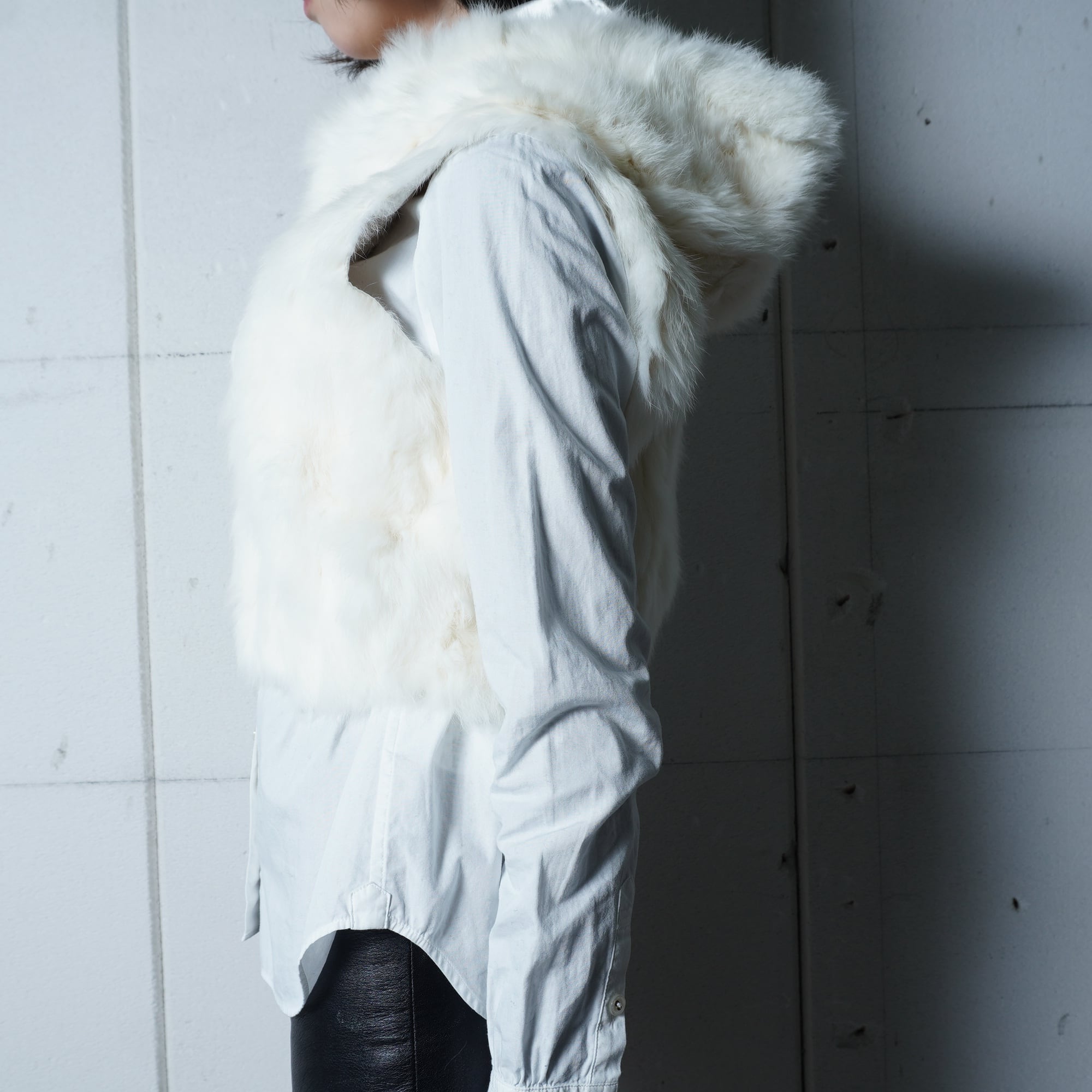 ラビットファーフードベスト | MIXHIVE