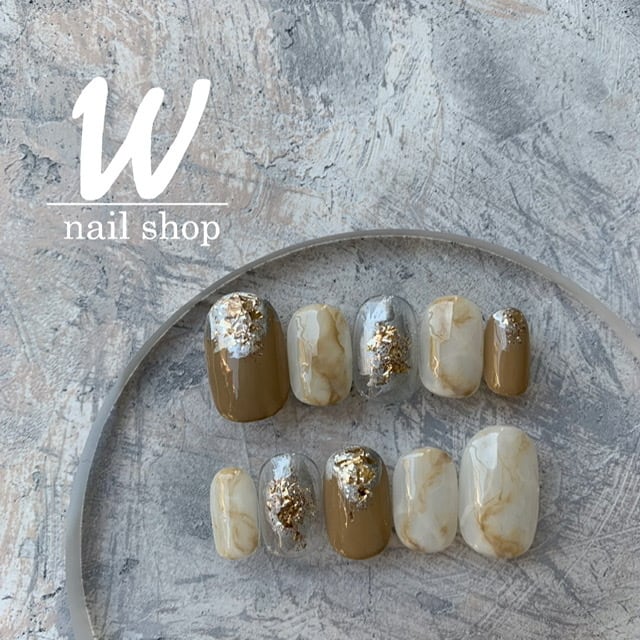サンプルデザイン４ ラテカラー大理石風ネイルチップ Nail Shop W ダブリュー ネイルチップ パーツ ストーン販売店