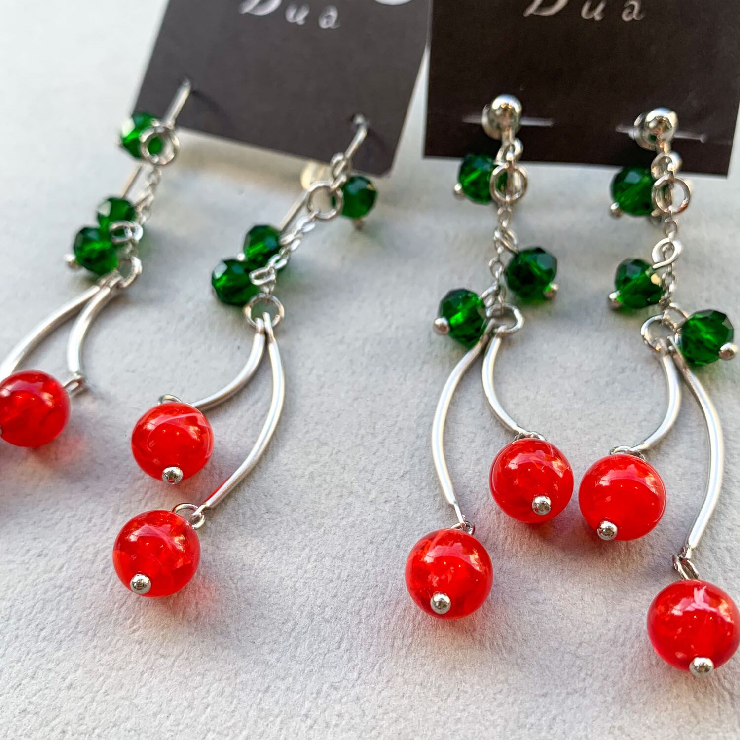 シルバーなさくらんぼ〈ピアス/イヤリング〉 | Dua-アクセサリーパーツ