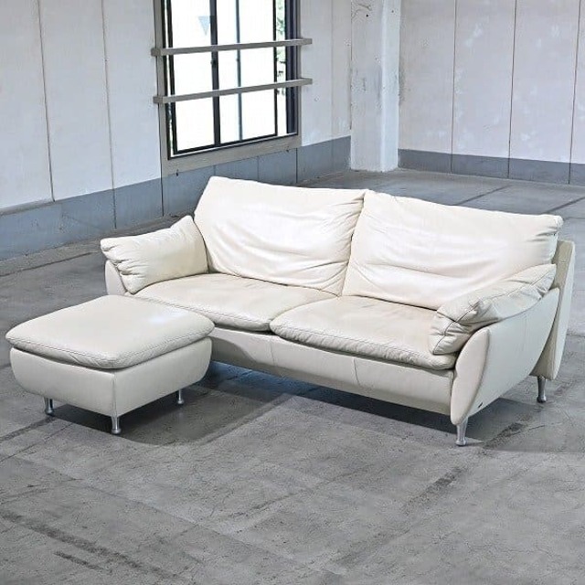 ドイツ ROLF BENZ 125万「5600」3人掛けソファ オットマン付き 総本革 リビング ダイニング 3P ワイド ロルフベンツ【 中古家具/中古インテリア/USED家具ユーズド家具/リサイクル】