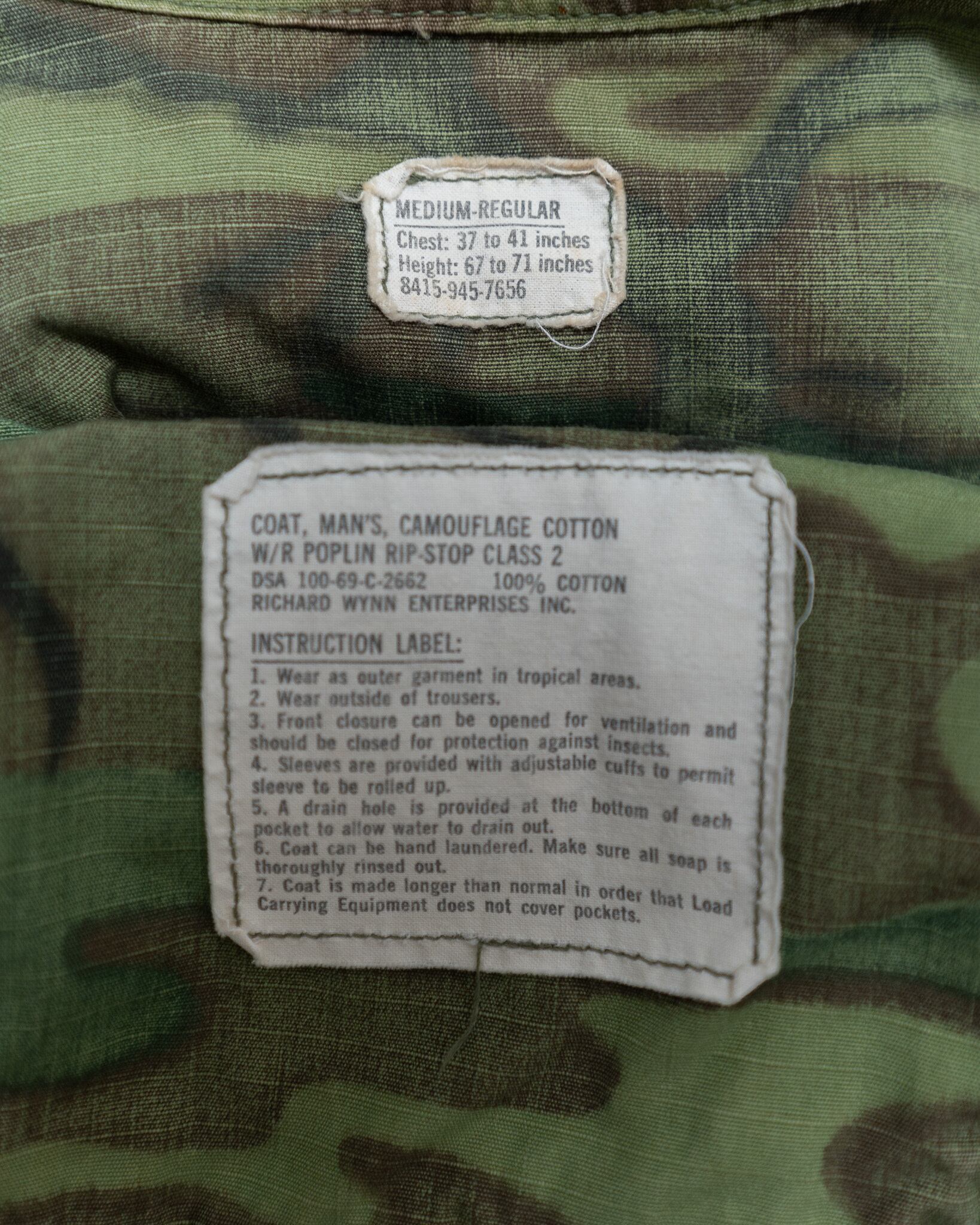 M RU.S.Army 's Jungle Fatigue Jacket ERDL "Used" 実物 アメリカ