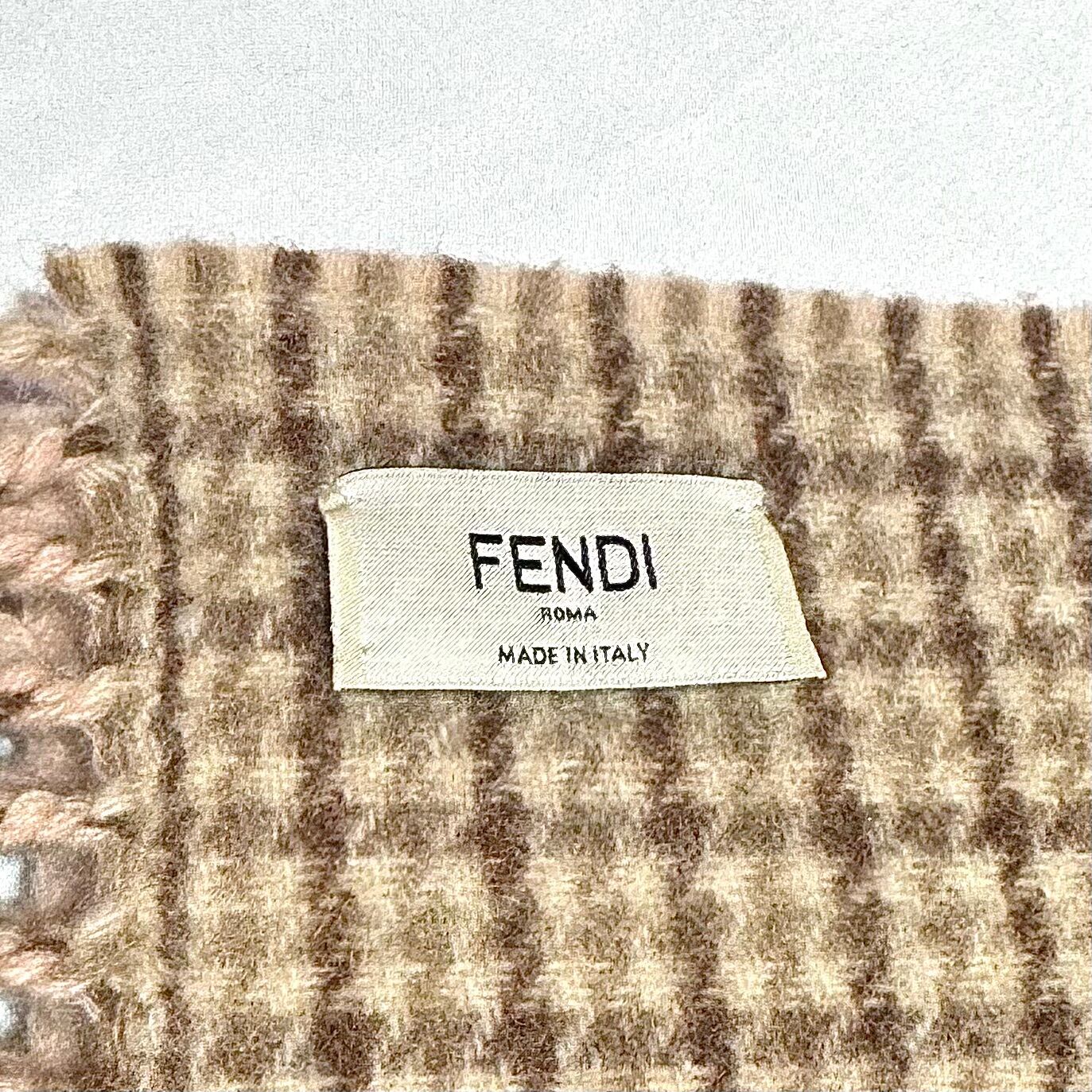 FENDI マフラー カシミヤ ベージュ チェック フェンディ | 2122TOKYO