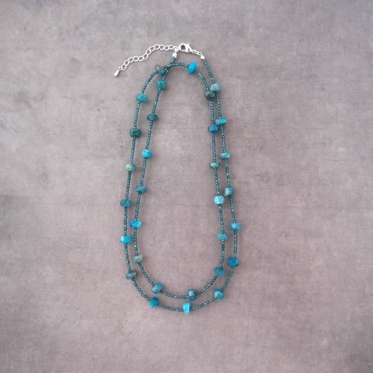 Blue Green Jade × Apatite Necklace／ブルーグリーンジェード