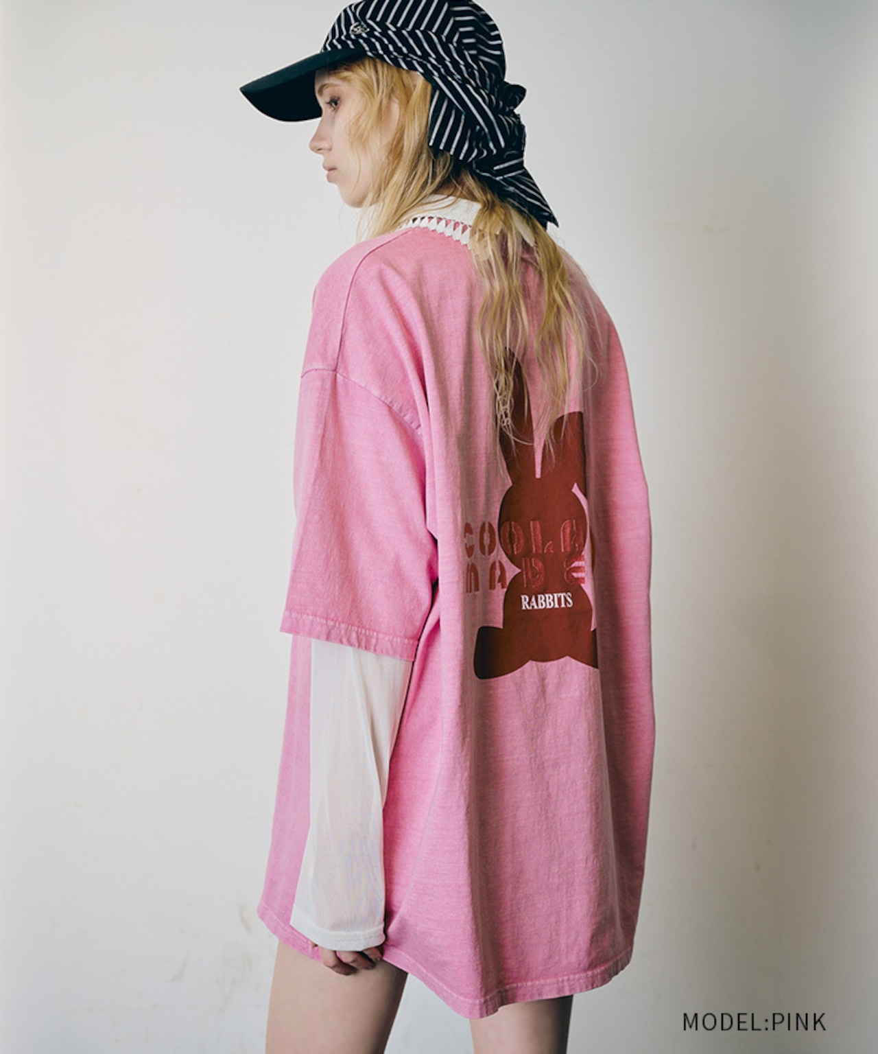 【直営限定ITEM】COOLAロゴエンブロイダリーラビットルーズTシャツ (PINK) CQ-48054H