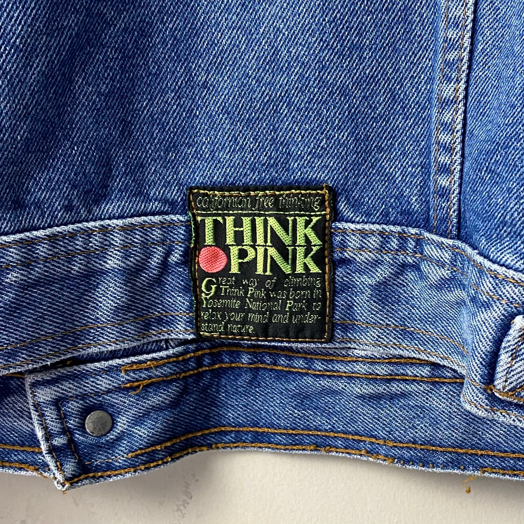 vintage THINK PINK logo embroidery denim jacket | NOIR ONLINE