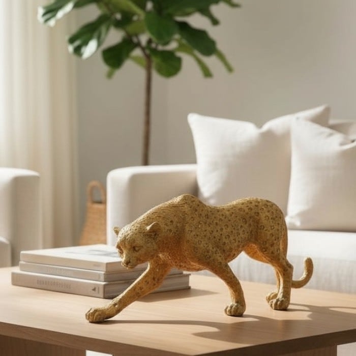 ゴールドパンサー ヒョウ シルエット インテリア オブジェ 置物