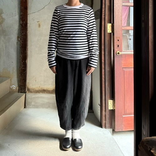 R&D.M.Co-/OLDMAN'S TAILOR　GAUZE BORDER L/ T SHIRT／ガーゼボーダー  ロングスリーブTシャツ #7357 Black size M