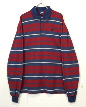 【Caka act2】80’s “NIKE” Horizontal Stripe Vintage Rugger Shirt