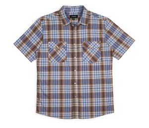 Brixton / Wayne Short Sleeve Woven Shirt / Brown/Blue