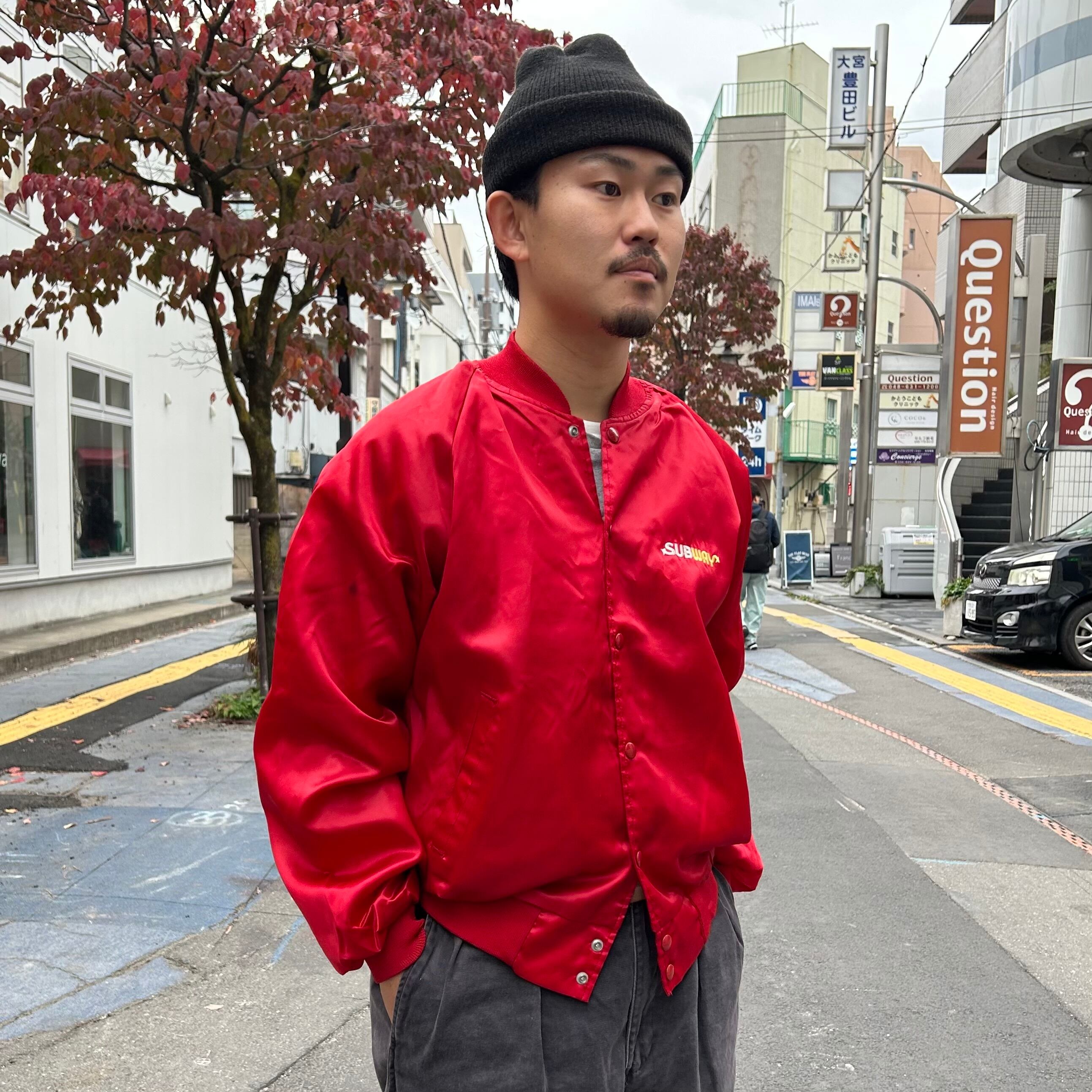 USED 企業物　スタジアムジャンパー 80's USA製 SUBWAY Nylon Varsity Jacket M / サブウェイ 企業物