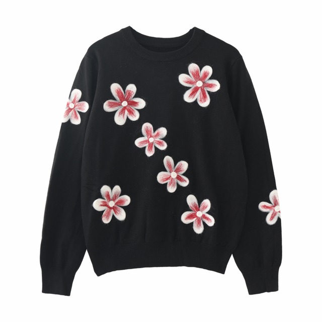 daisy flower knit sweater 2colors【2024022403】