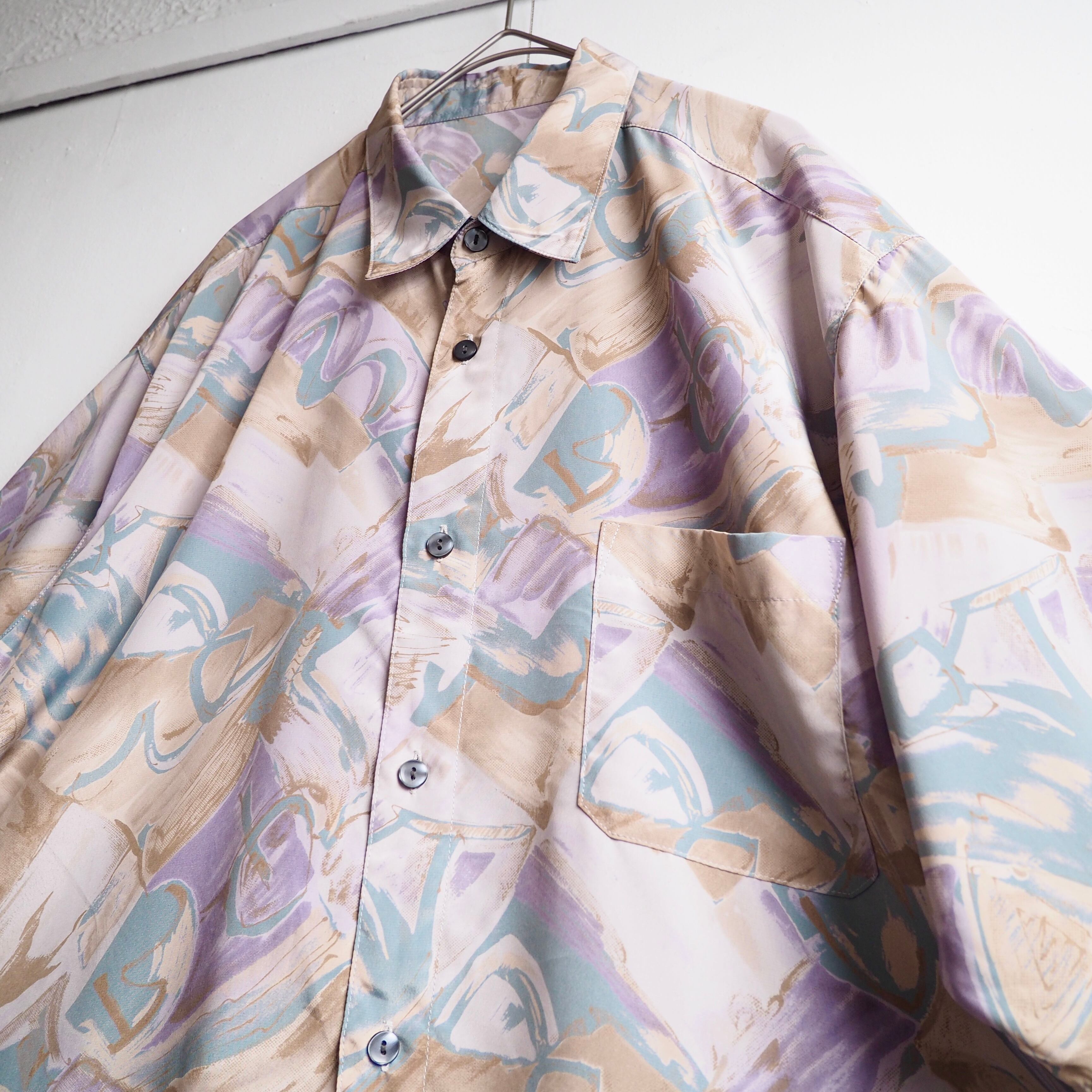 1990s Bewitching Beautiful magenta art Design vintage Drape loose shirt