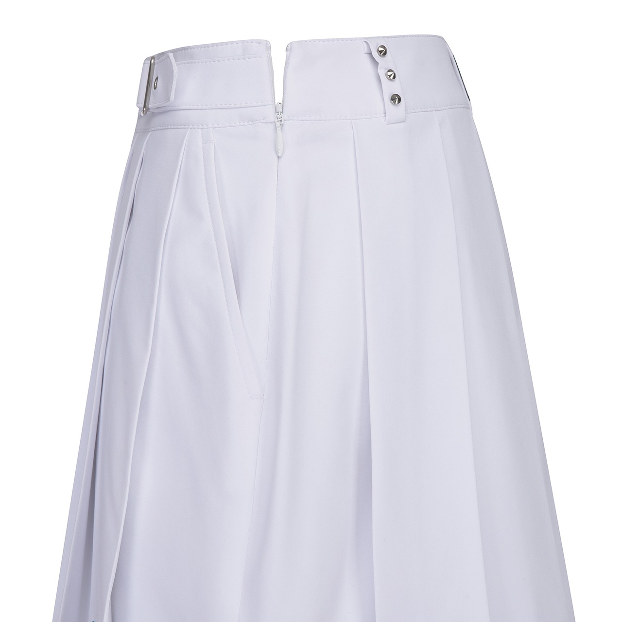 WOMEN BELT POINT PLEATS HALF PANTS