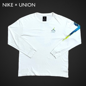 【NIKE UNION】JORDAN LONG SLEEVE  TEE ロンT ロングスリーブ Tシャツ 長袖 バックプリント 袖プリント バスケット L ナイキ ユニオン コラボ ジャンプマン ワンポイント NIKE AIR US古着