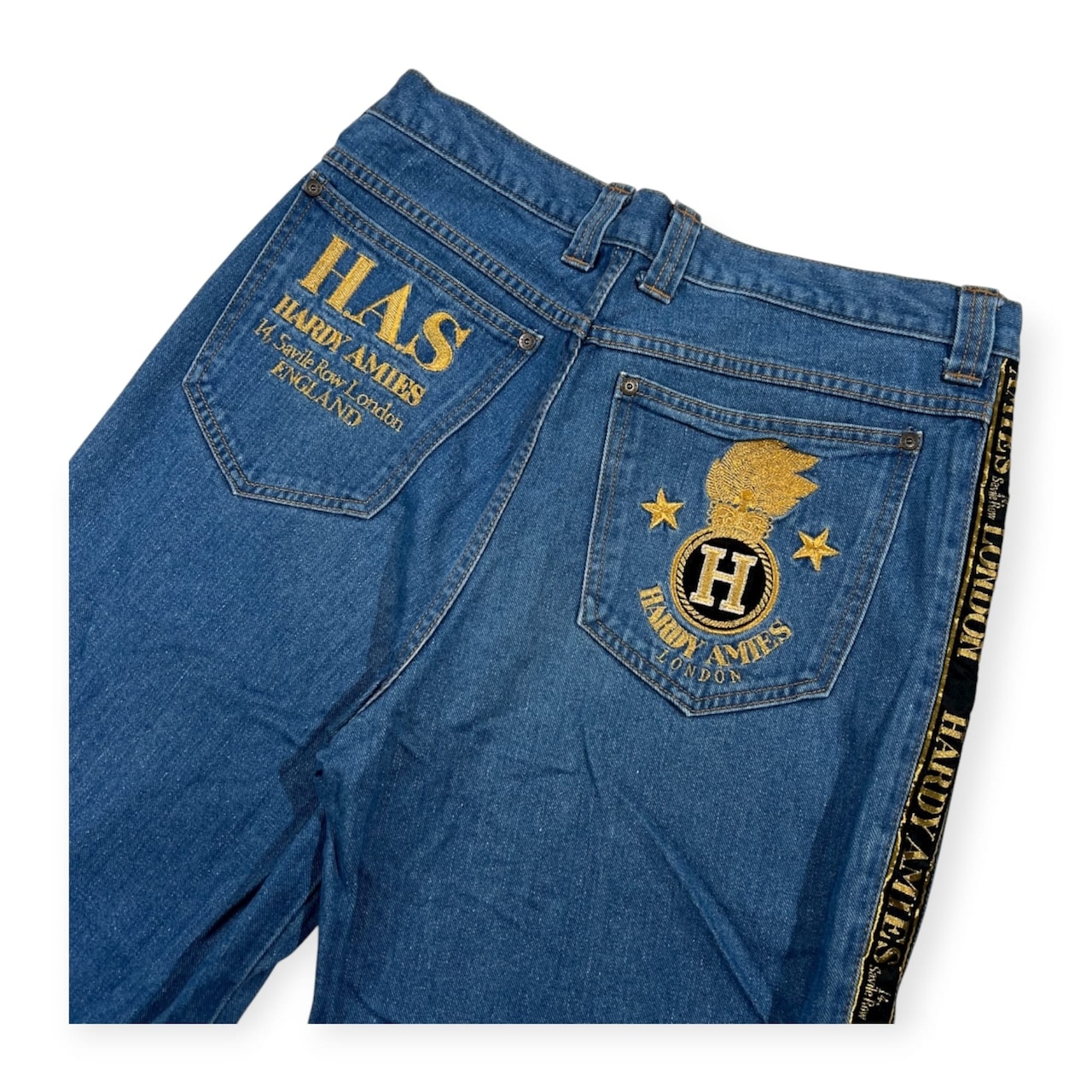 HARDY AMIES SPORT ハーディ エイミス スポーツ 豪華刺繍 サイドライン デニム パンツ ジーンズ サイズ 82 /メンズ