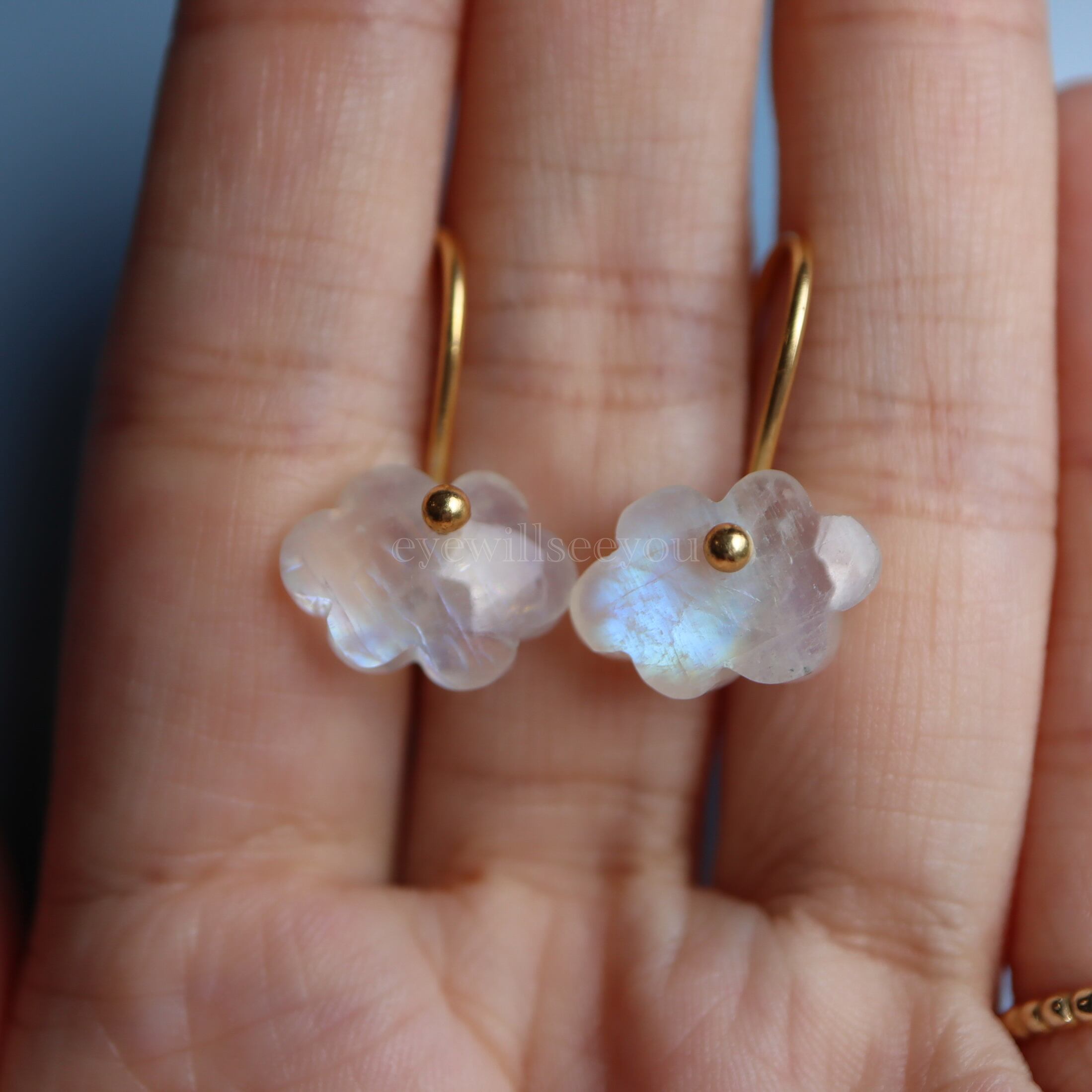 Rainbow moonstone cloud earrings (ピアス) 3 | eyewillseeyou