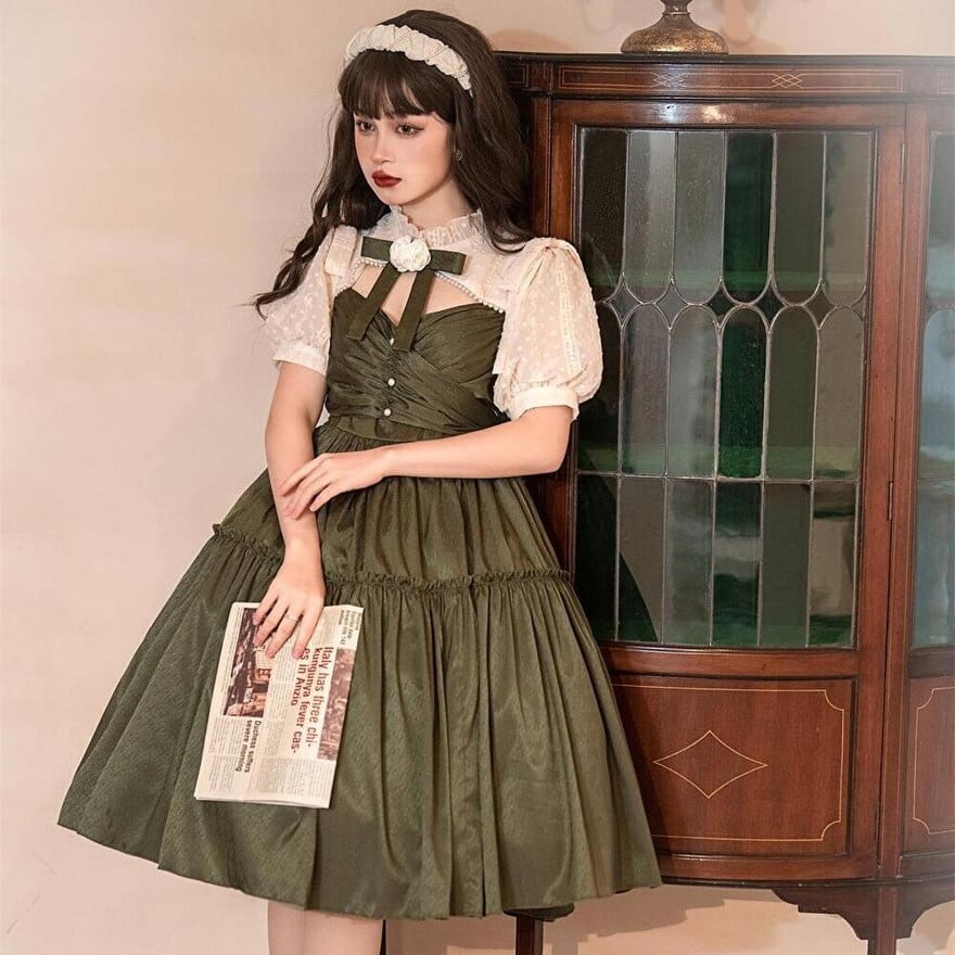 SEASONZ クラロリ ドレス 半袖 レトロ ロリータ ガーリー 甘め