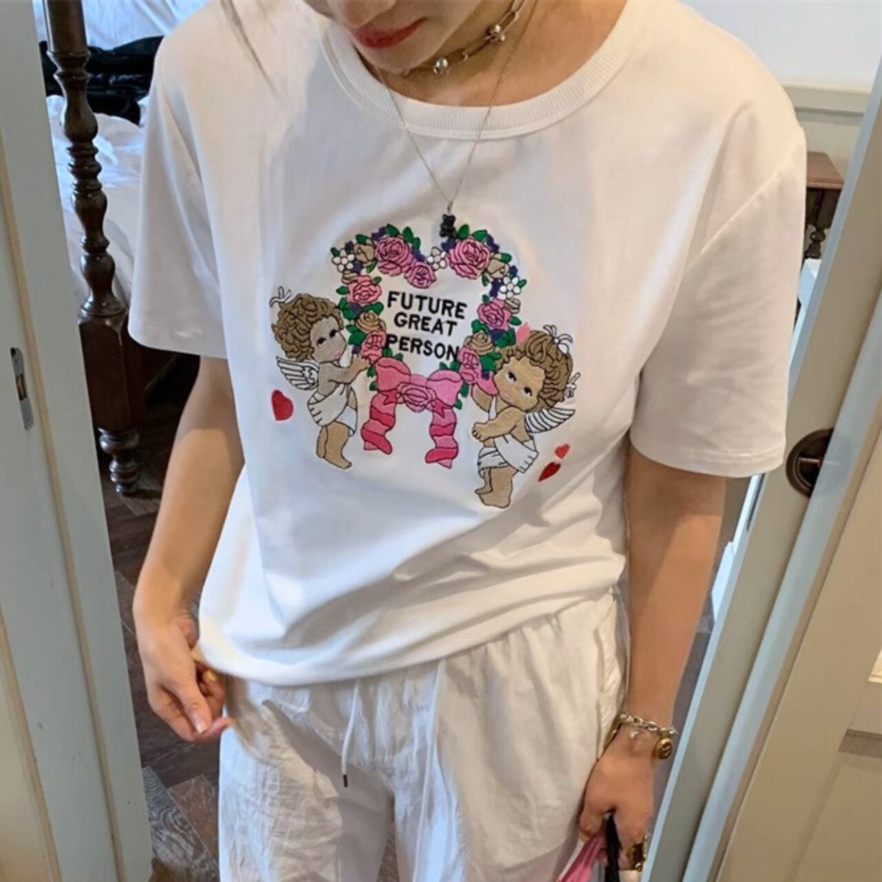 バックオープンエンジェルTシャツ(2color) R01159