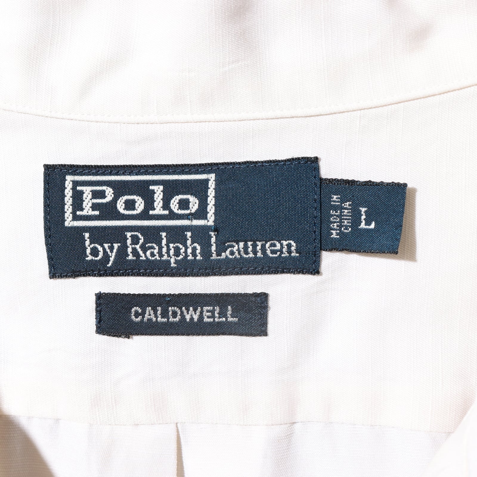 L Caldwell 白 ポロラルフローレン 半袖開襟シャツ シルクリネン オフ 