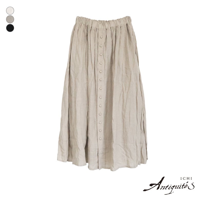 ICHI Antiquites * フレンチリネン ボタン スカート [1000317  