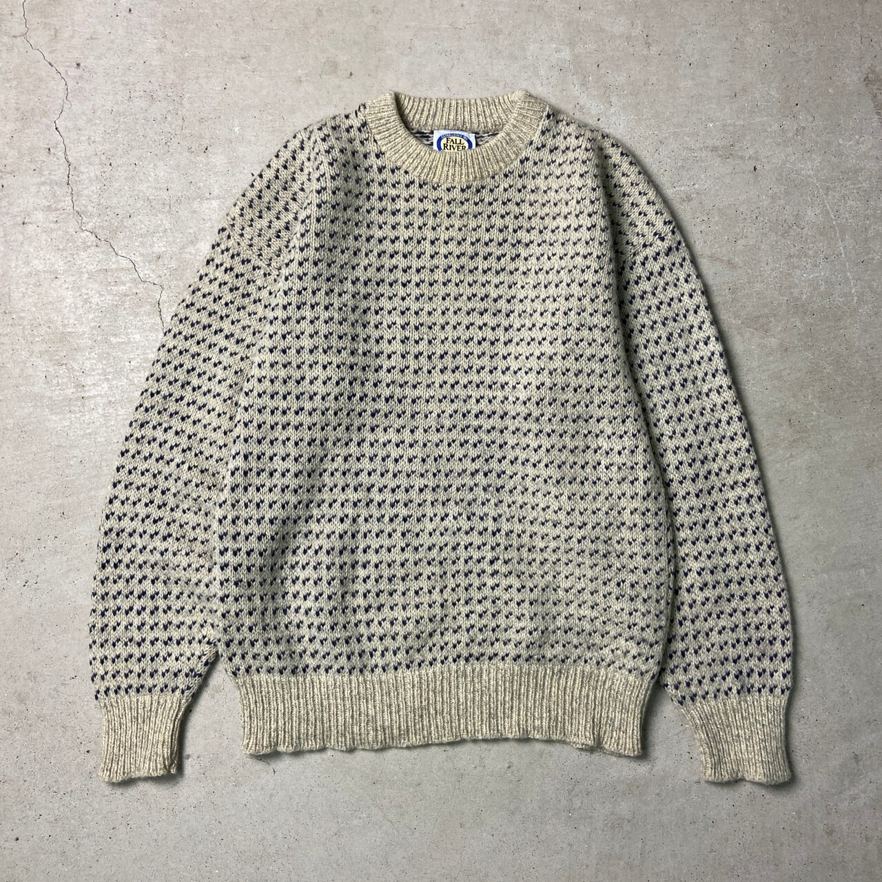 90年代 USA製 FALL RIVER バーズアイ ウールニットセーター メンズL 