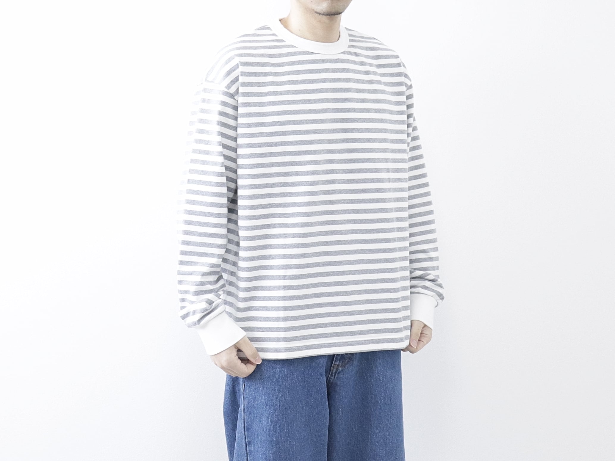 have a good day / BORDER FLAT SEAMER LS TEE - WHT/GRY　ハブアグッドデイ / ボーダー フラットシーマー ロングスリーブ ティー - ホワイト/グレー