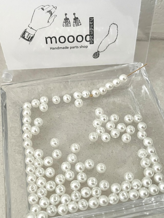 【100pcs】6mmパールアクリルビーズ/スペーサー/艶あり