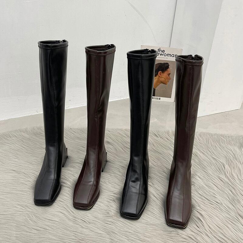 ブーツオータムスタイルヒールウィンター ハイヒール 靴 シューズ 秋物 冬物 スクウェア 部族の婦人靴11481826774