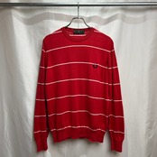 Italy FRED PERRY　ボーダー　コットンハイゲージニット　プルオーバー　M