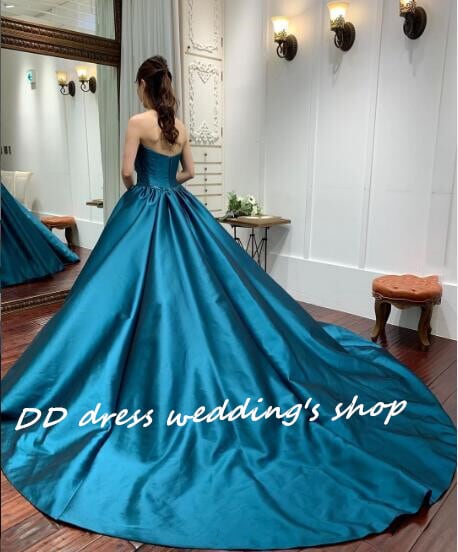 即納！派手な パーティードレス グリーン ベアトップ 光沢サテン  