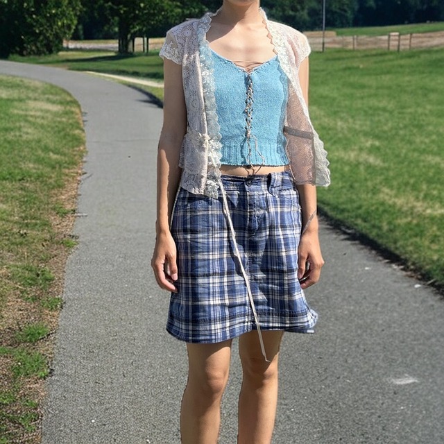 【LADIES】lace up cotton knit tops