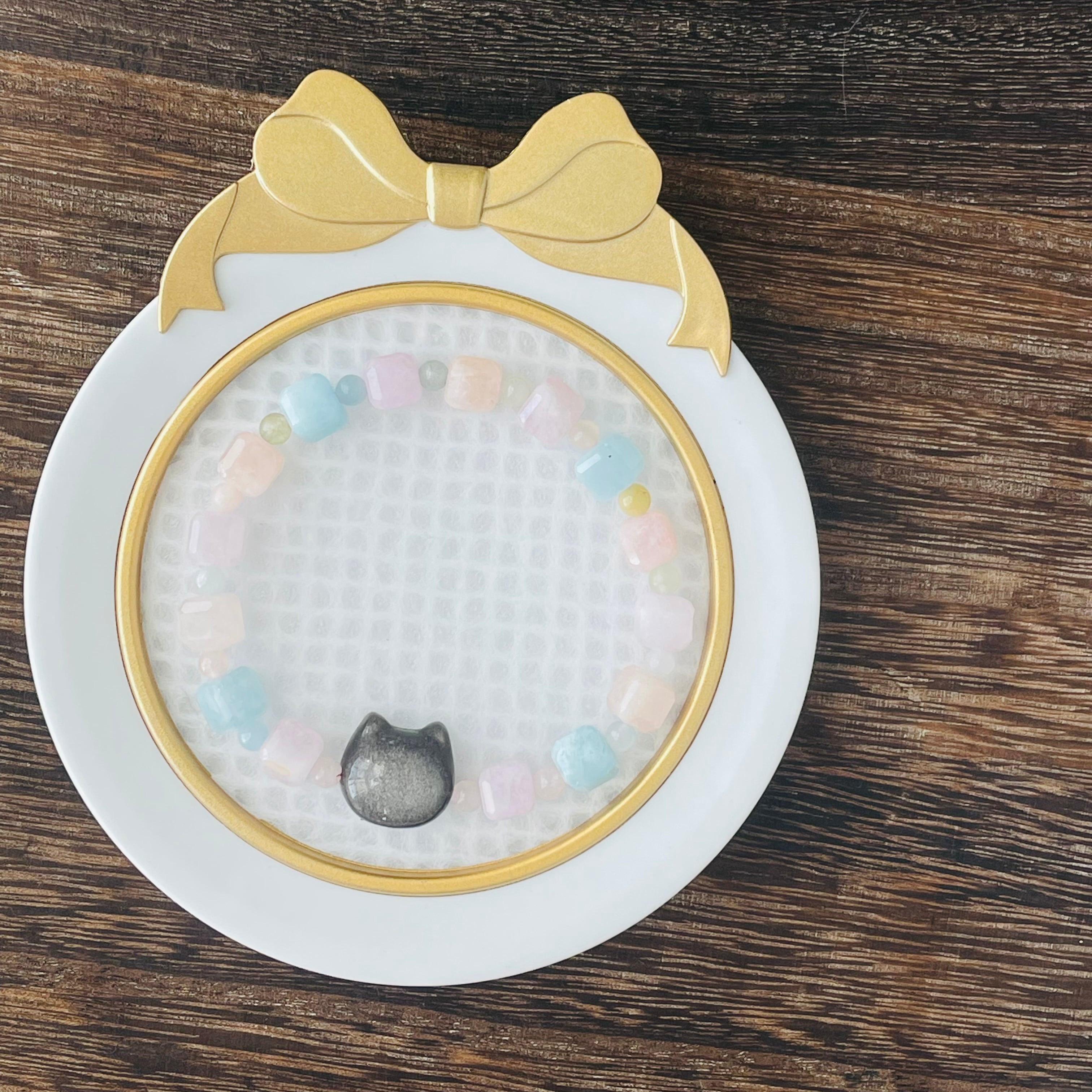 4338-⑰パワーストーン｜ブレスレット｜浄化・癒し｜ 猫雑貨 猫モチーフ 猫グッズ アクセサリー 天然石  3月誕生石 プレゼント ギフト レディース