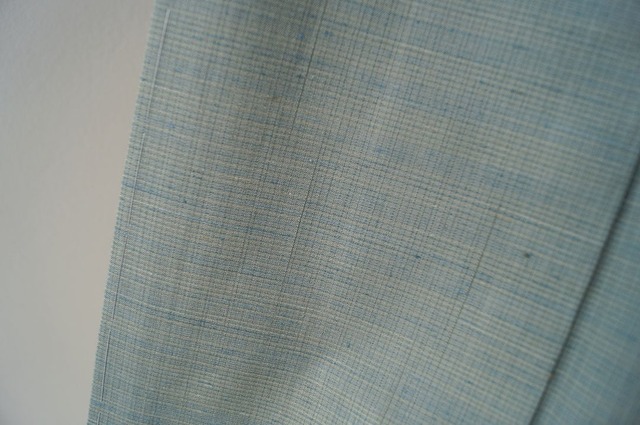 【袷】青磁鼠色地　無地紬