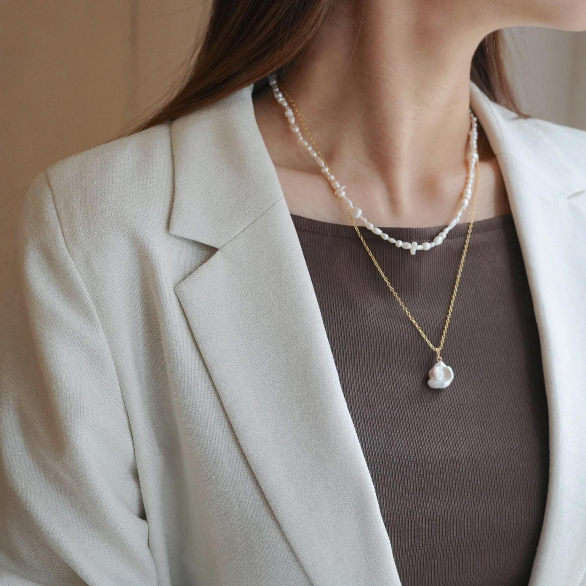 14kgf ニュアンスパールネックレス 50