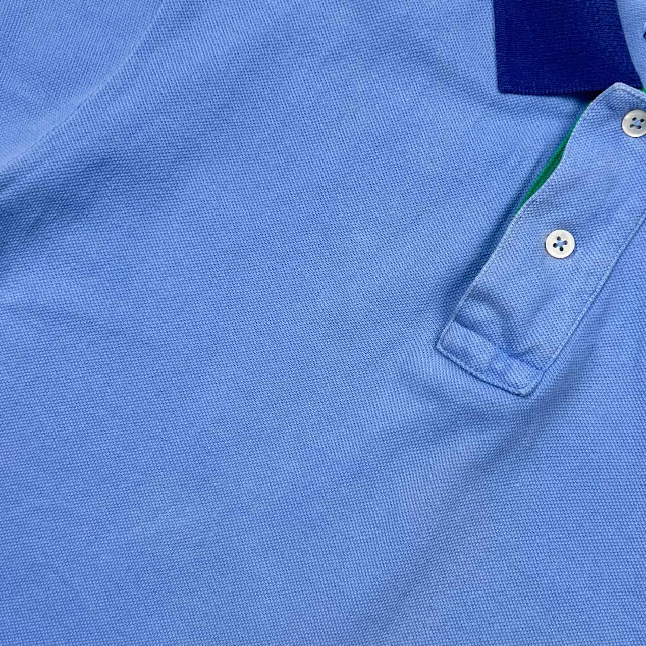 90s 00s Polo by Ralph Lauren ラルフローレン CUSTOM FIT ワンポイント 鹿の子 半袖 ポロシャツ M/水色系 メンズ オールド