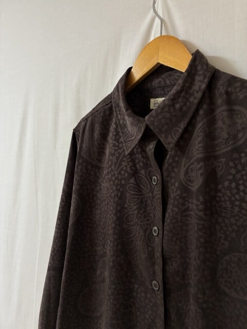 Watermark Pattern Micro Suede Long Sleeve Shirt