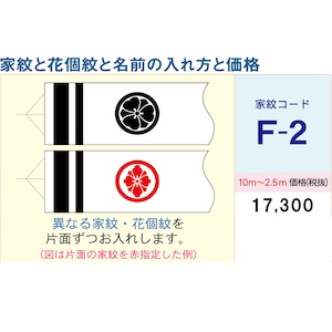 吹流しコードF2【徳永鯉のぼり】2.5M ~ 10M用　名前・家紋・花小紋入れ