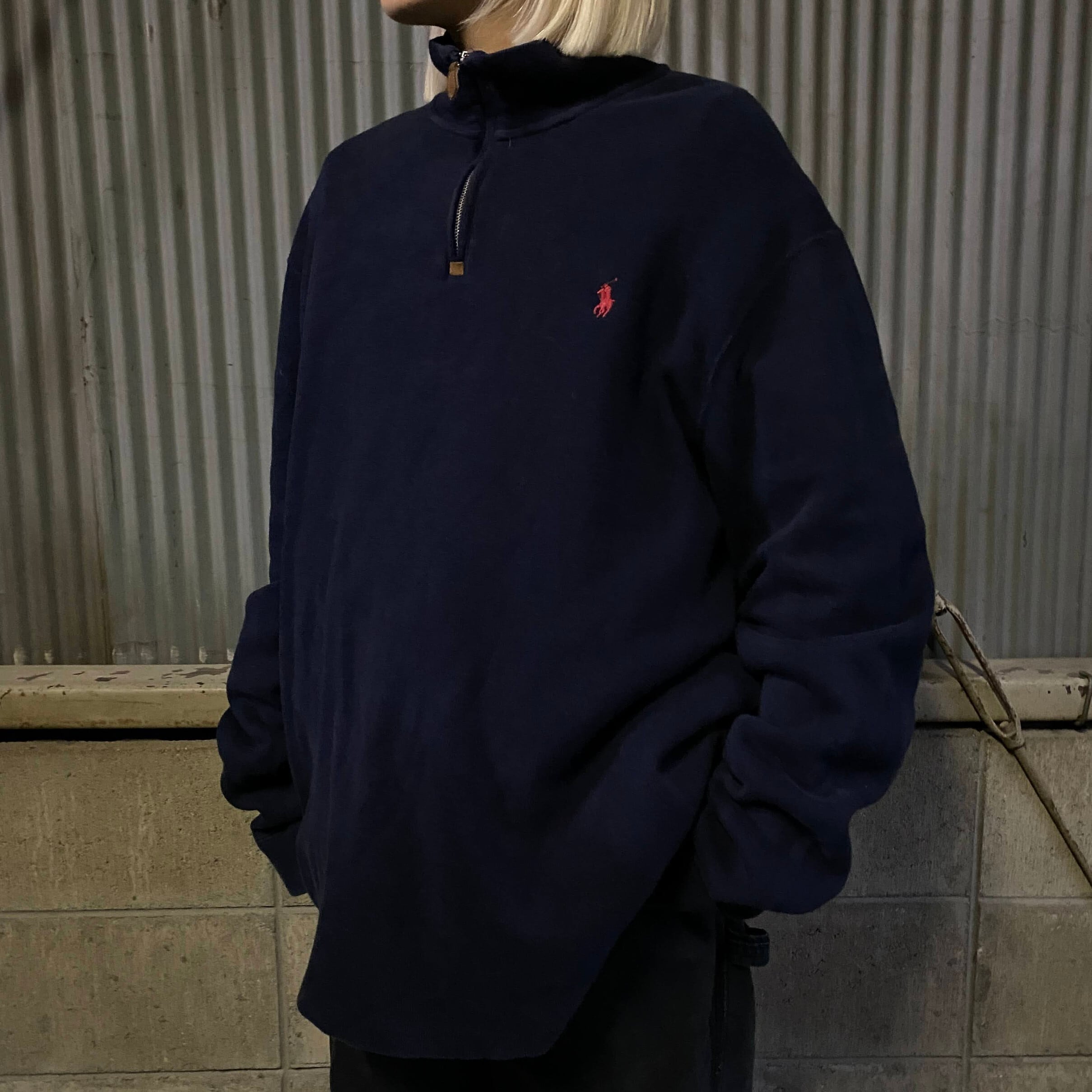 ポロ ラルフローレン ハーフジップ スウェット メンズXL 古着 Polo