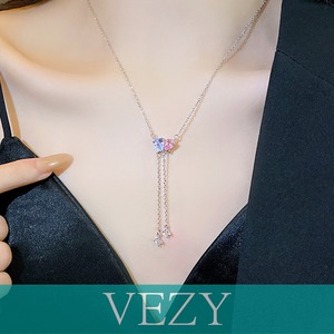チェーン ネックレス 華奢お洒落キラキラ パーティー Y字ネックレス アクセサリー 大人カジュアル 首飾り シルバー ジュエリーきらきらラインストーン アクセサリー アクセ VEZY ベジー ItemNo.【21739724】